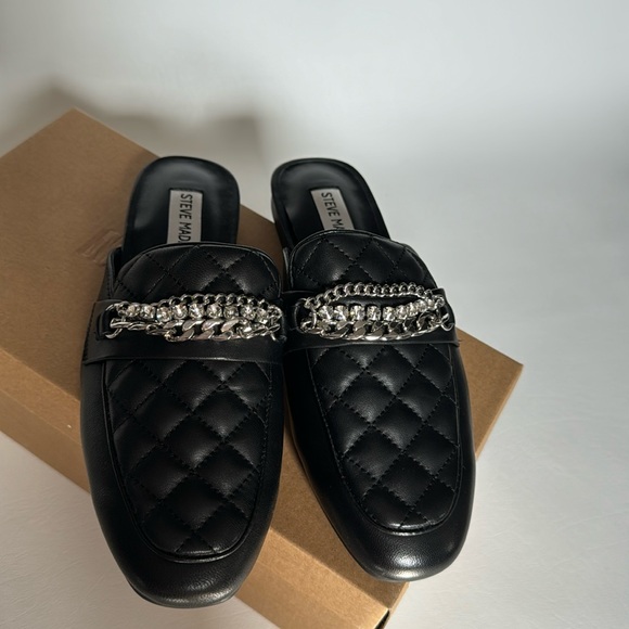 Steve Madden Womens Kalista Leather Quilted Flats - 7.5 Medium  / Black Leather - Picture 3 of 9